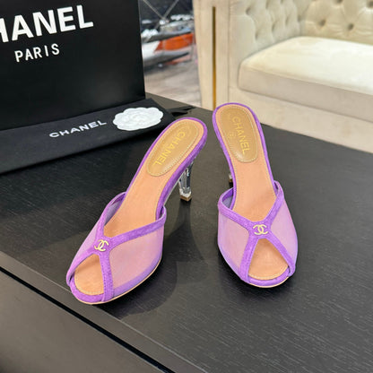 CC 2026 High Heeled Slippers 70 Mesh Suede