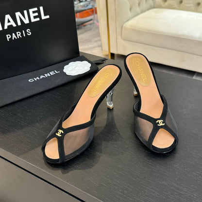 CC 2026 High Heeled Slippers 70 Mesh Suede