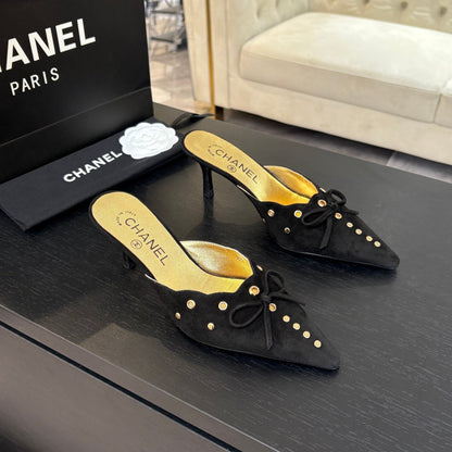 CC 2026 High Heeled Mule 65 Gold Suede Sheepskin 700582