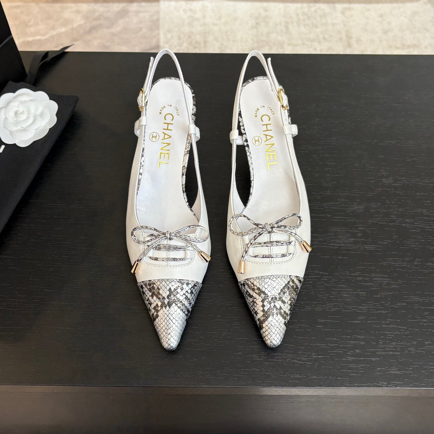CC 2026 High Heeled Slingback 65 Sheepskin Snake Leather