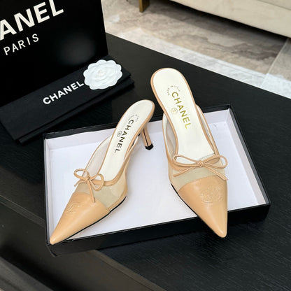 CC 2026 High Heel Mule 65 Mesh Satin Leather