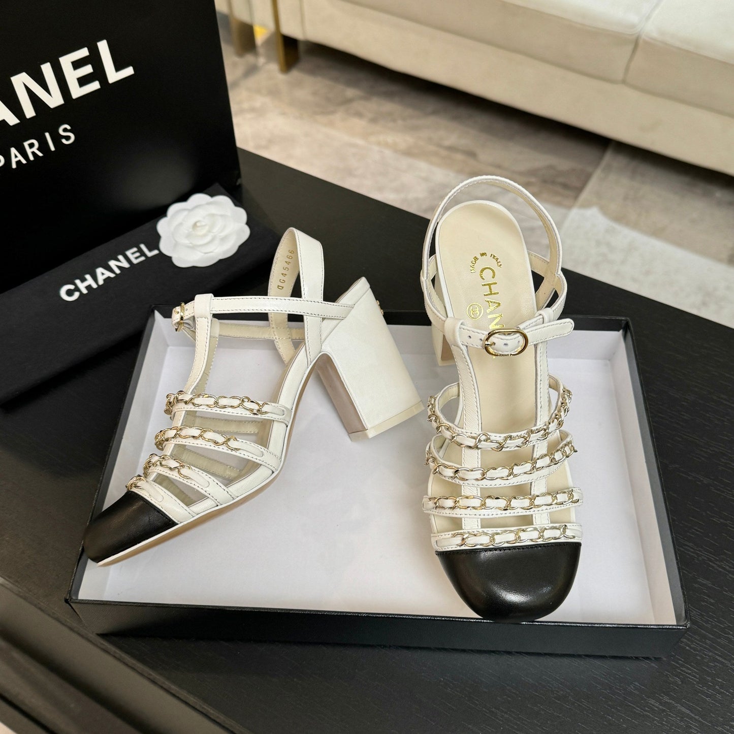CC 2026 Chunky Heel Sandals 75 Genuine Leather