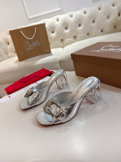 Christian Louboutin 2026 Minny Bubble 70mm Mules PVC Patent Leather 780364