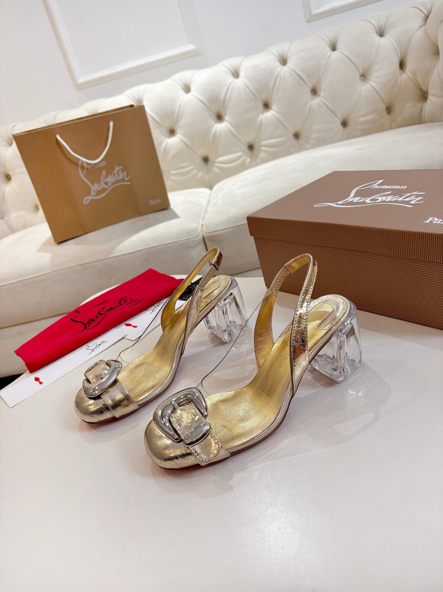 Christian Louboutin 2026 Minny Bubble 70mm Slingback Pumps PVC Patent Leather 780370
