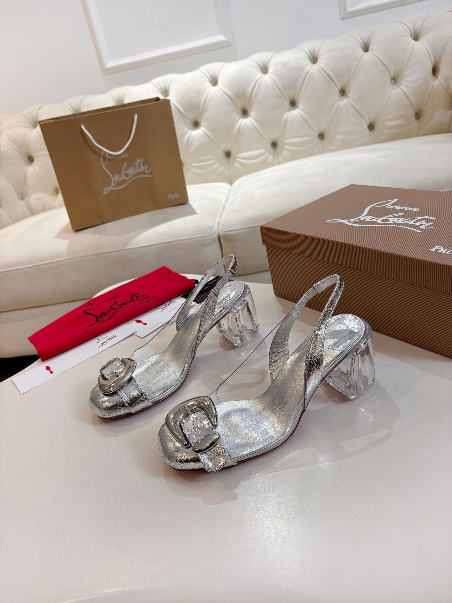 Christian Louboutin 2026 Minny Bubble 70mm Slingback Pumps PVC Patent Leather 780370