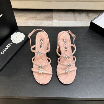 CC 2026 Camellia Chunky Heeled Sandals  90 Lambskin