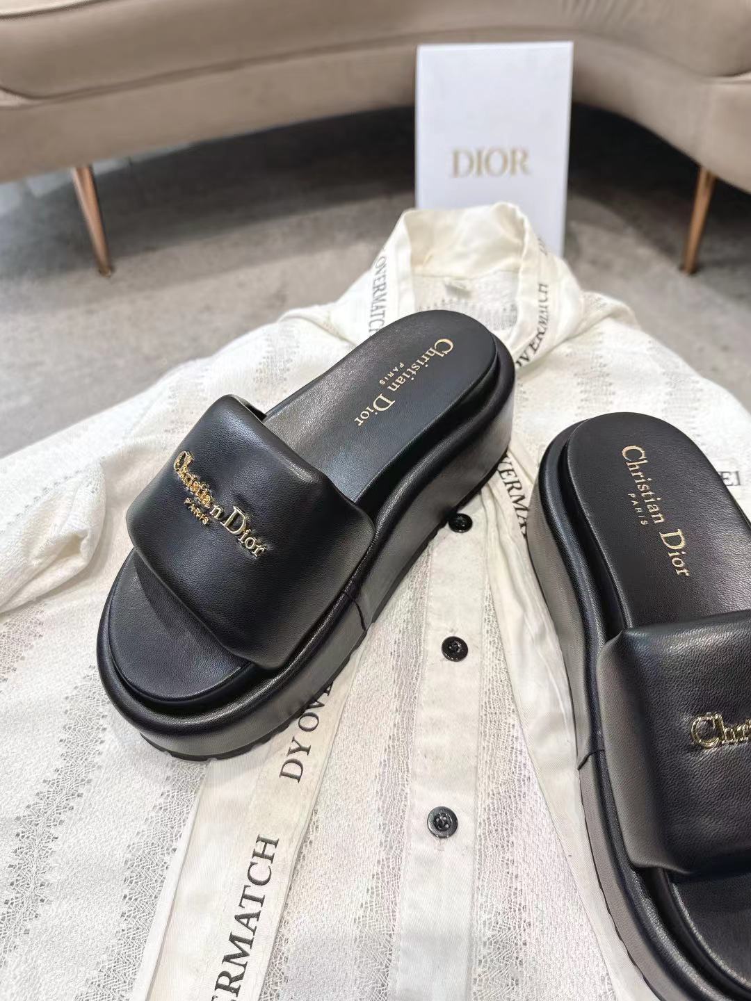 Dior 2026 D-Lane Platform Slide Padded Lambskin 713666