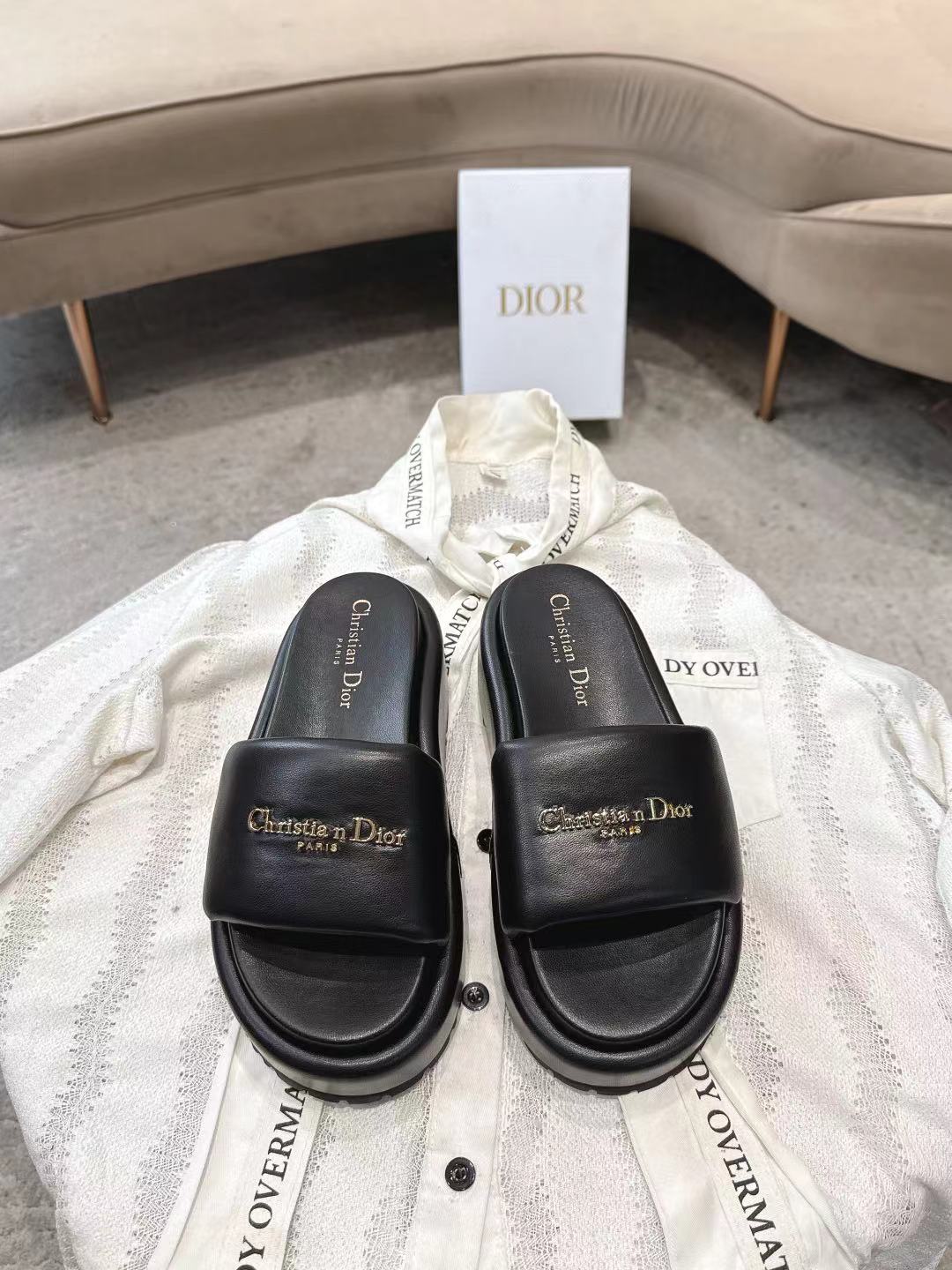 Dior 2026 D-Lane Platform Slide Padded Lambskin 713666