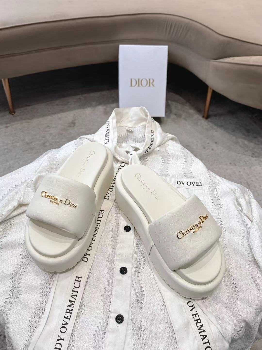 Dior 2026 D-Lane Platform Slide Padded Lambskin 713666