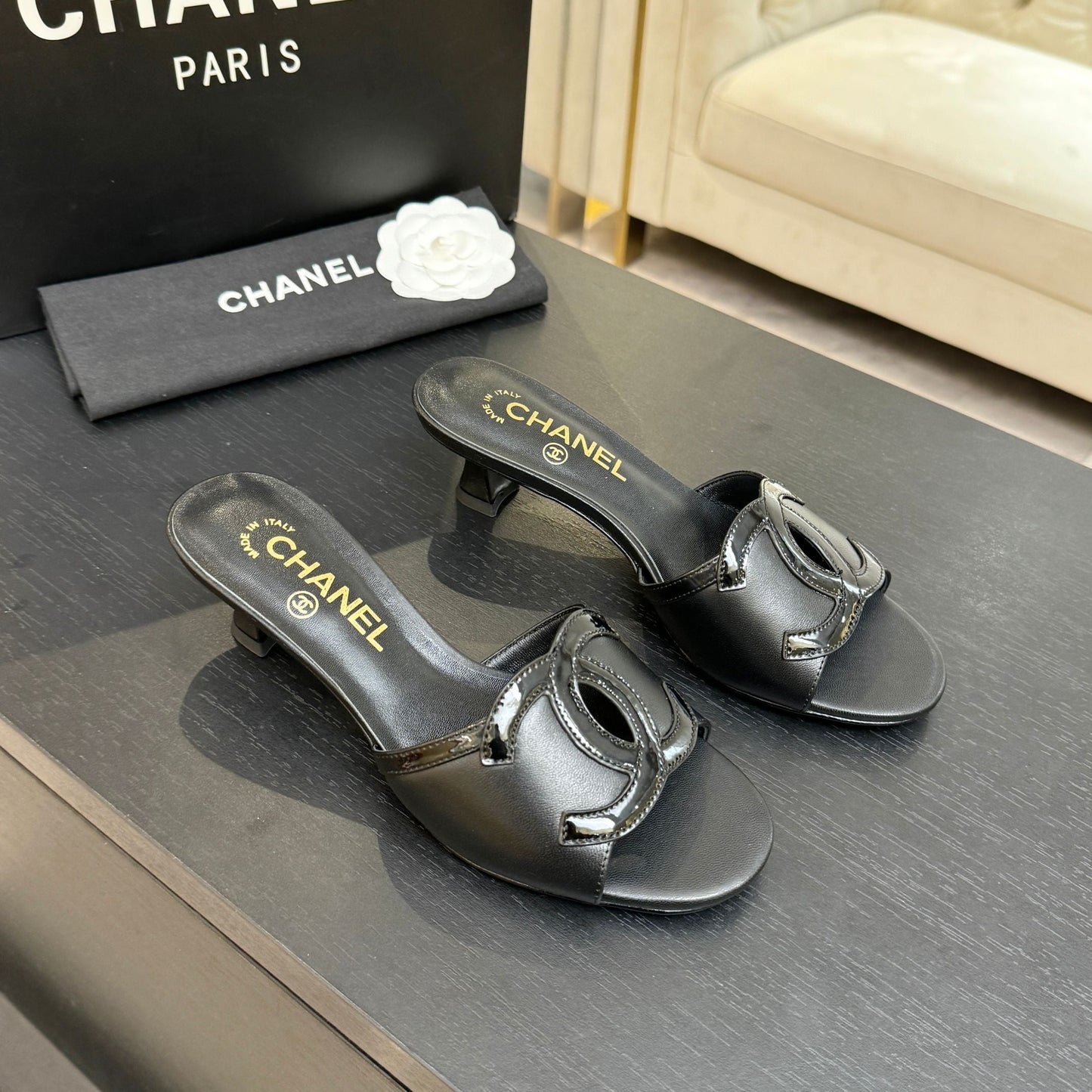CC 2026 High Heeled Slippers 45 Sheepskin Double C