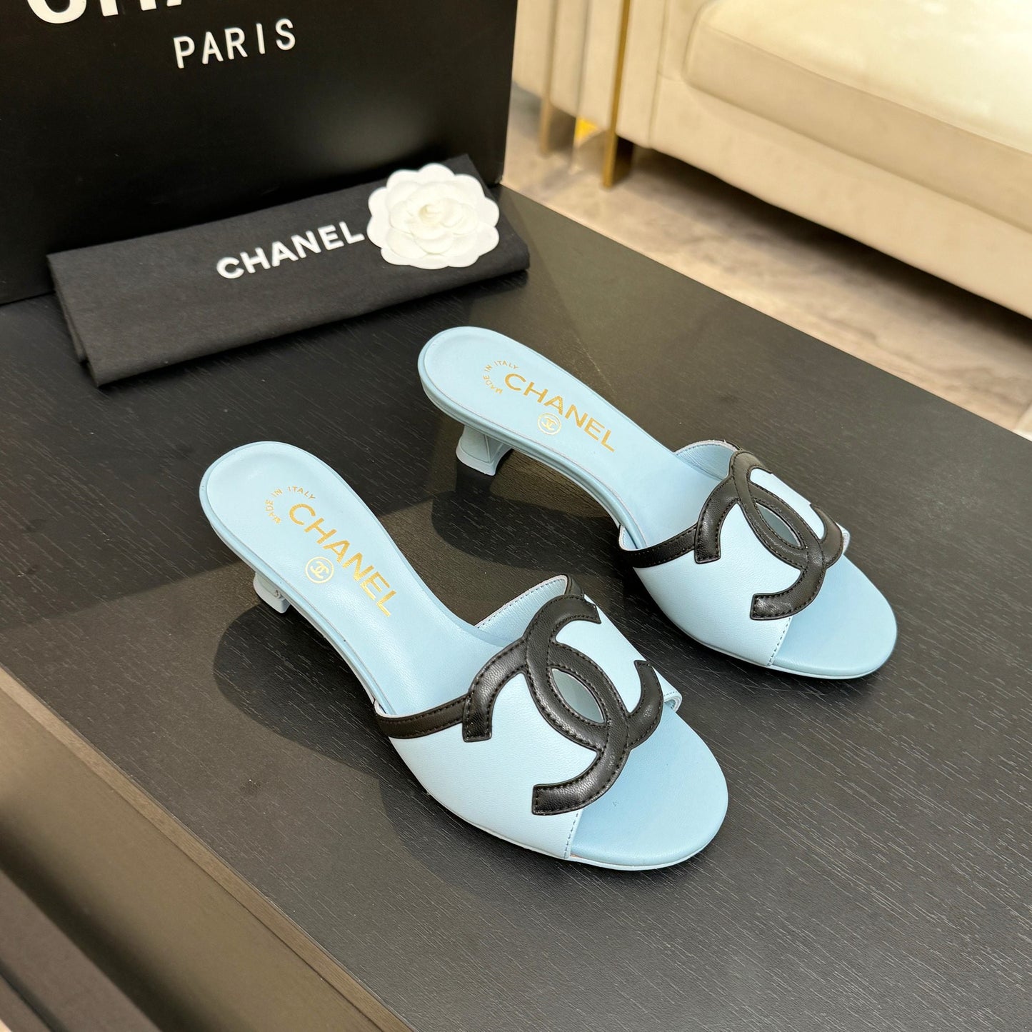 CC 2026 High Heeled Slippers 45 Sheepskin Double C