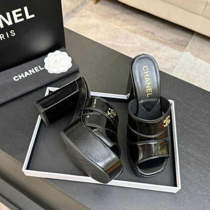 Chanel 2026 Waterproof Platform High-Heeled Sandal 12.5cm Cowhide 673063