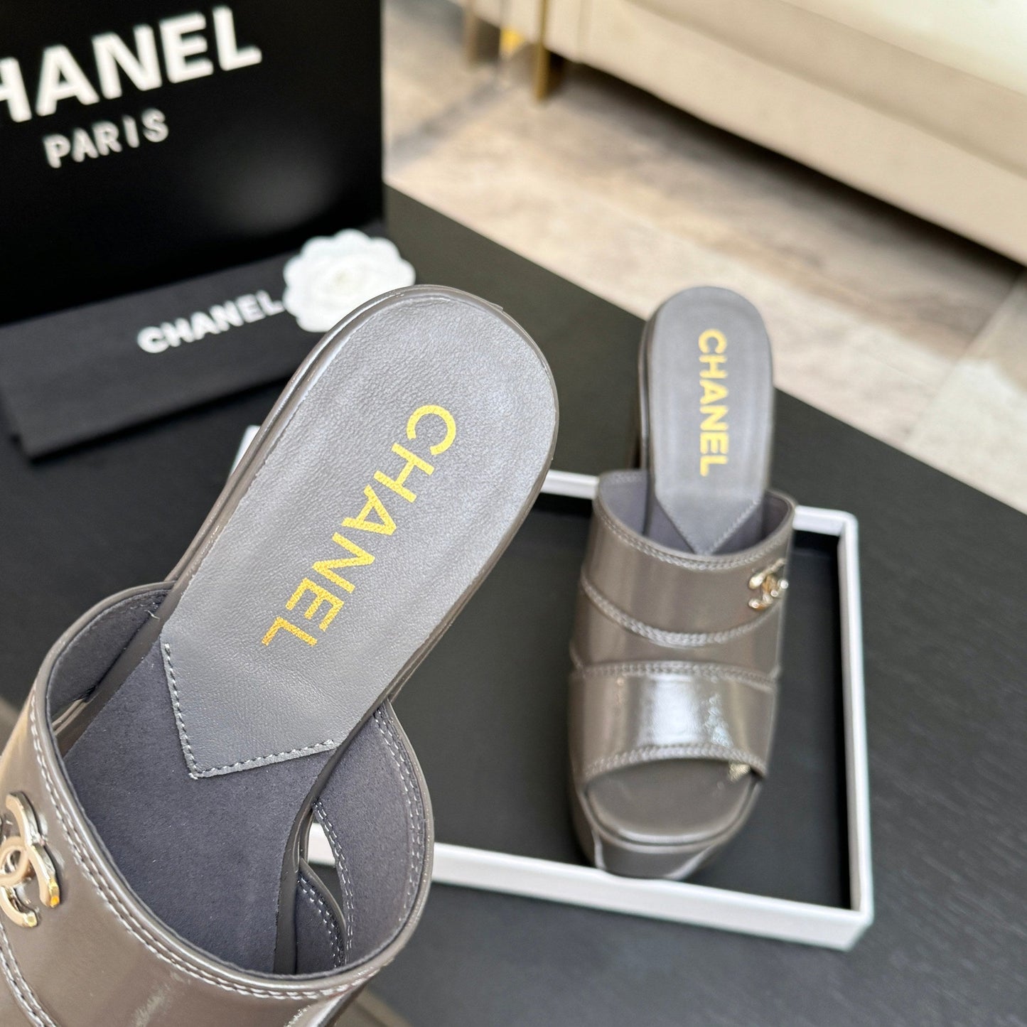 Chanel 2026 Waterproof Platform High-Heeled Sandal 12.5cm Cowhide 673063