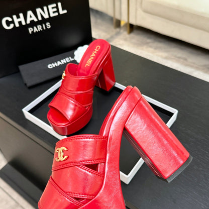 Chanel 2026 Waterproof Platform High-Heeled Sandal 12.5cm Cowhide 673063