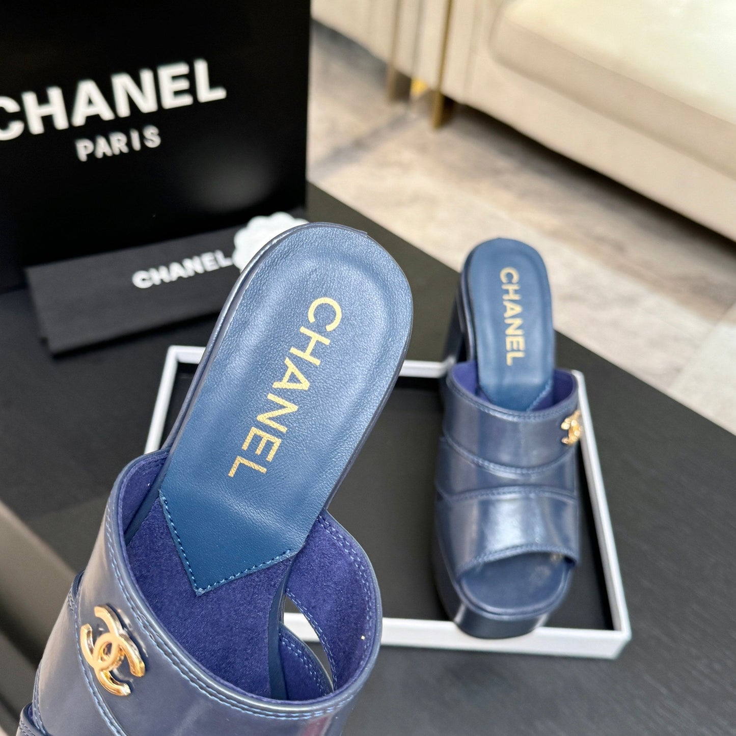 Chanel 2026 Waterproof Platform High-Heeled Sandal 12.5cm Cowhide 673063