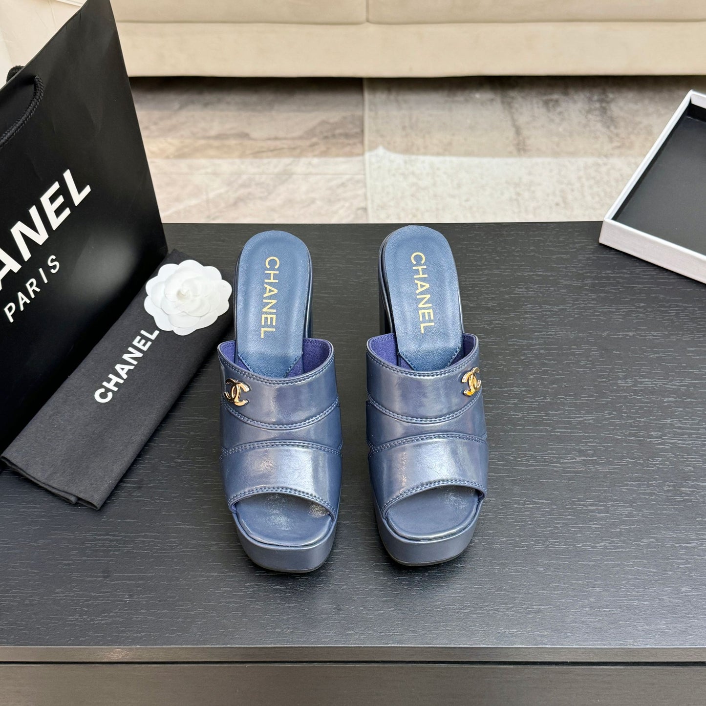 Chanel 2026 Waterproof Platform High-Heeled Sandal 12.5cm Cowhide 673063