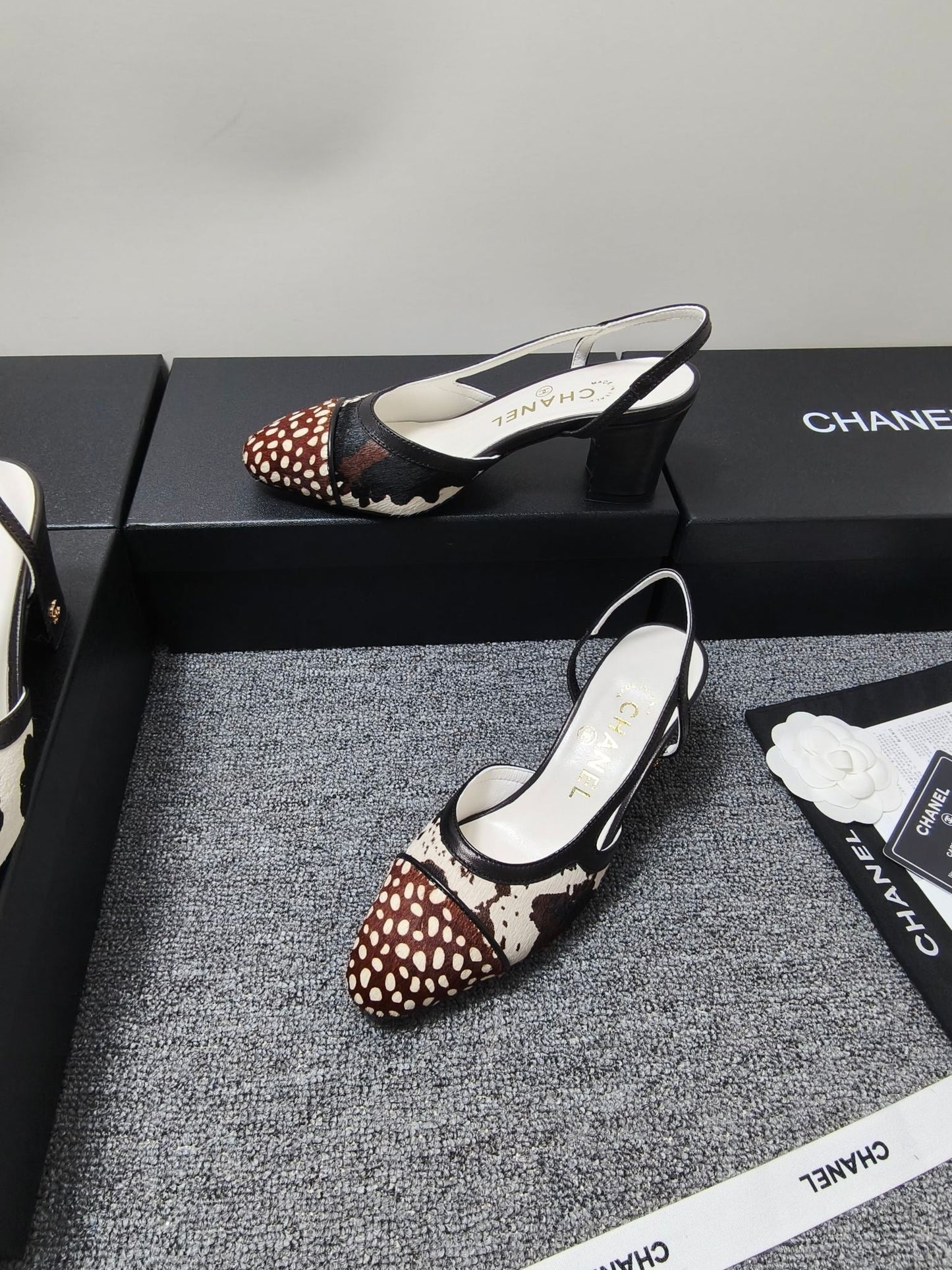 Chanel 2026 Slingback Black Cream Brown Horsehair Calfskin 696630