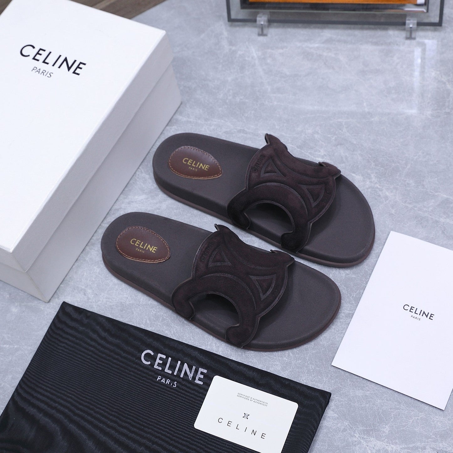 Celine 26 Platform Sandals 25mm Suede Leather 759478