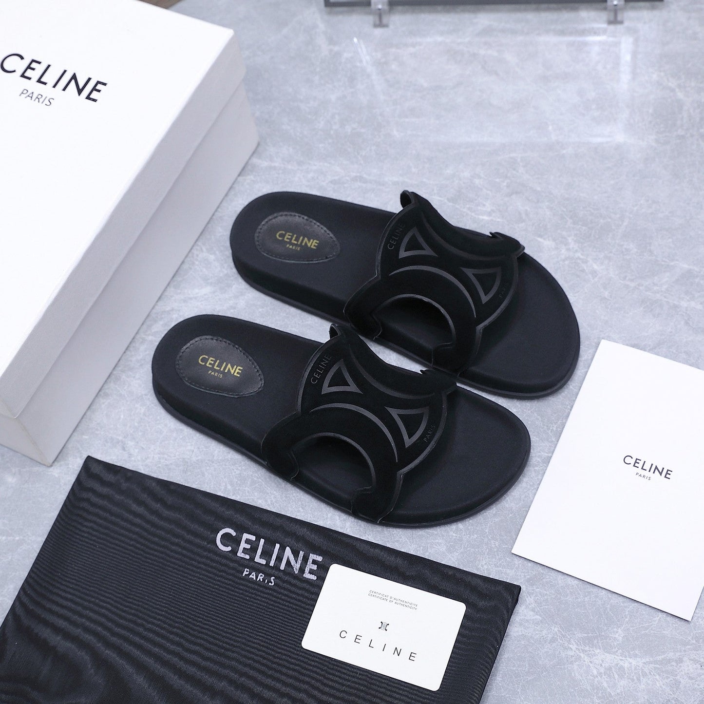 Celine 26 Platform Sandals 25mm Suede Leather 759478