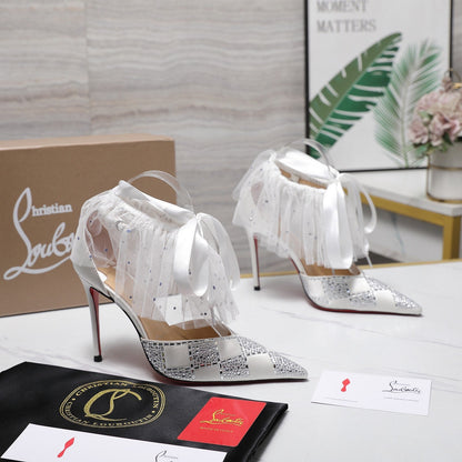 CL 2026 Doria Offenbee 105mm Pump Strass Tulle Leather 864004