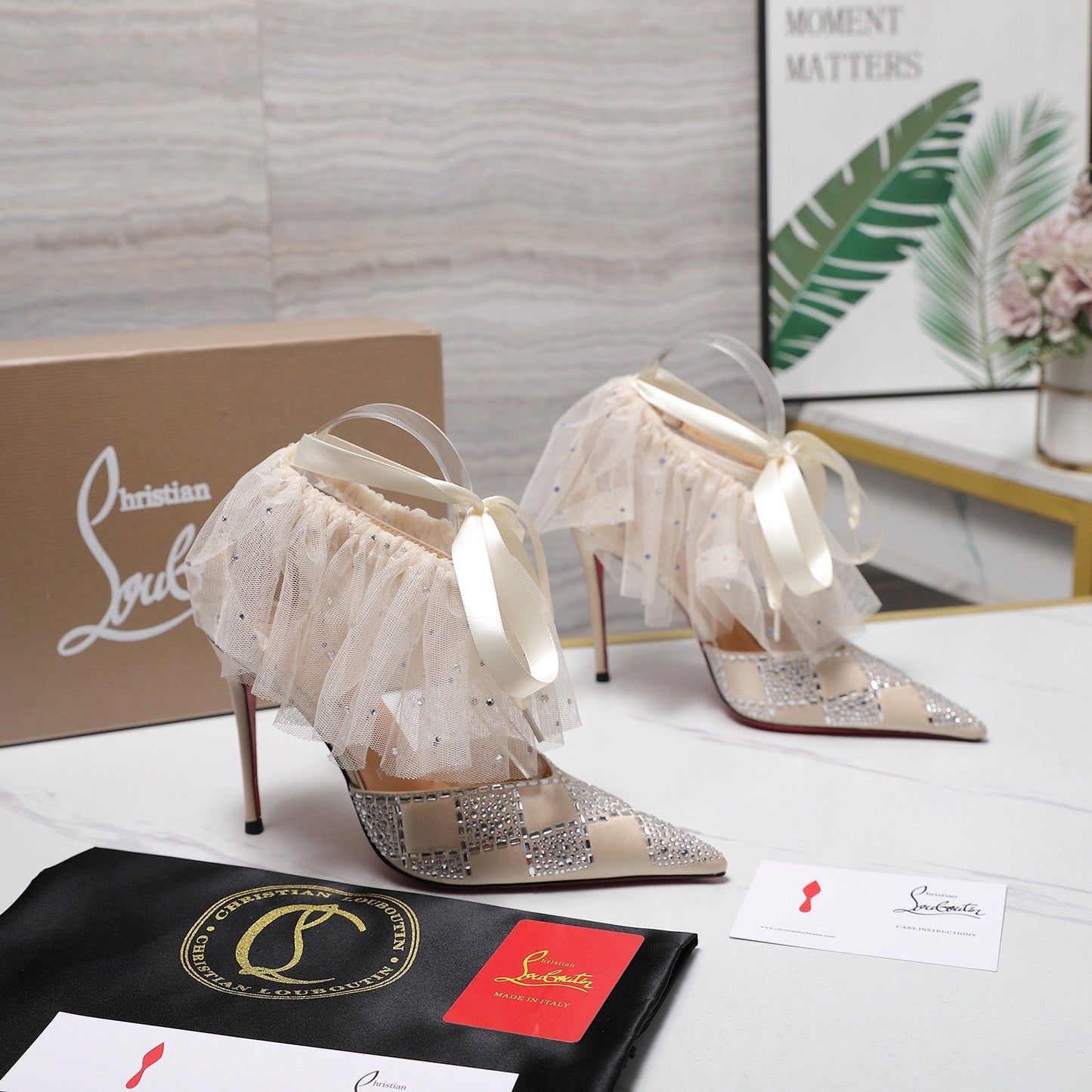 CL 2026 Doria Offenbee 105mm Pump Strass Tulle Leather 864004