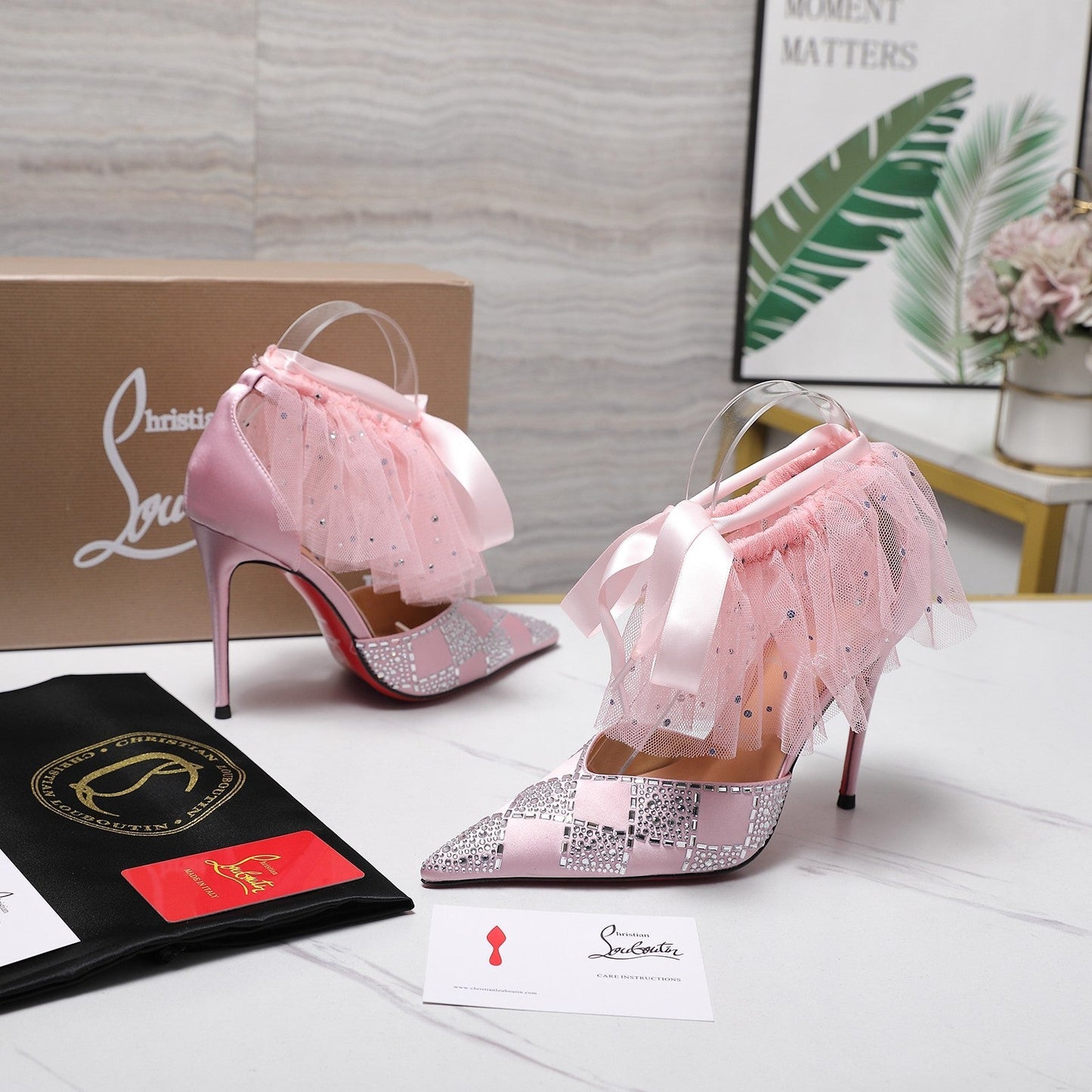 CL 2026 Doria Offenbee 105mm Pump Strass Tulle Leather 864004