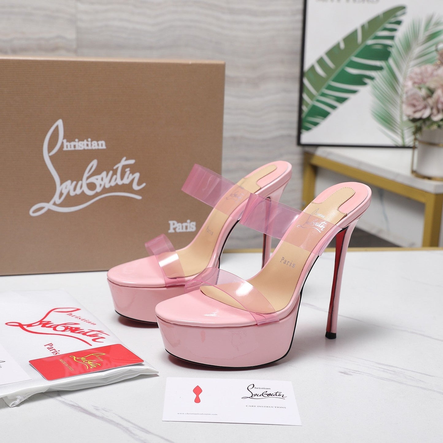 CL 2026 Platform Mule Patent PVC Film Leather 864009