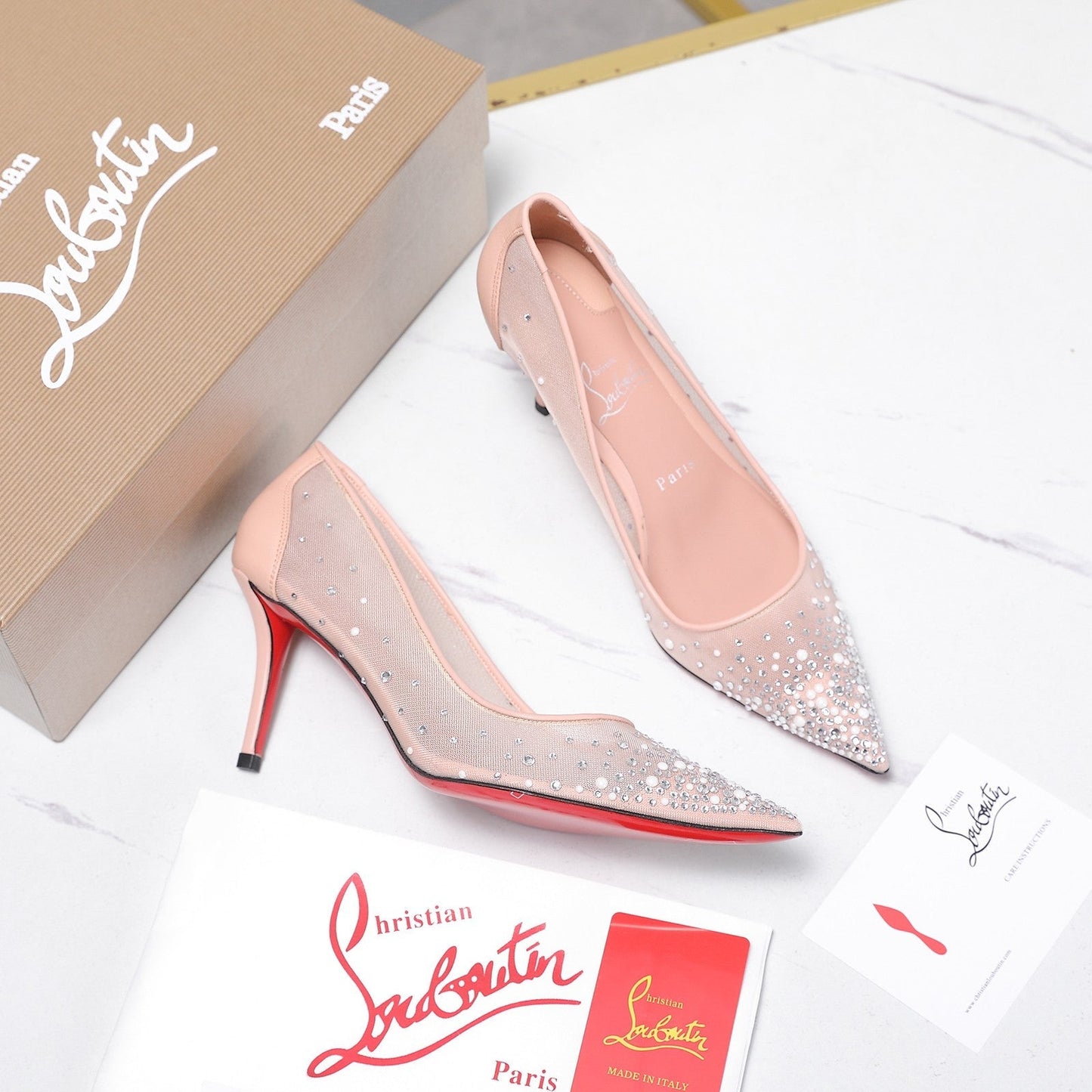 Christian Louboutin Miss Z Degrastrass Perla Pump Mesh Leather 863859