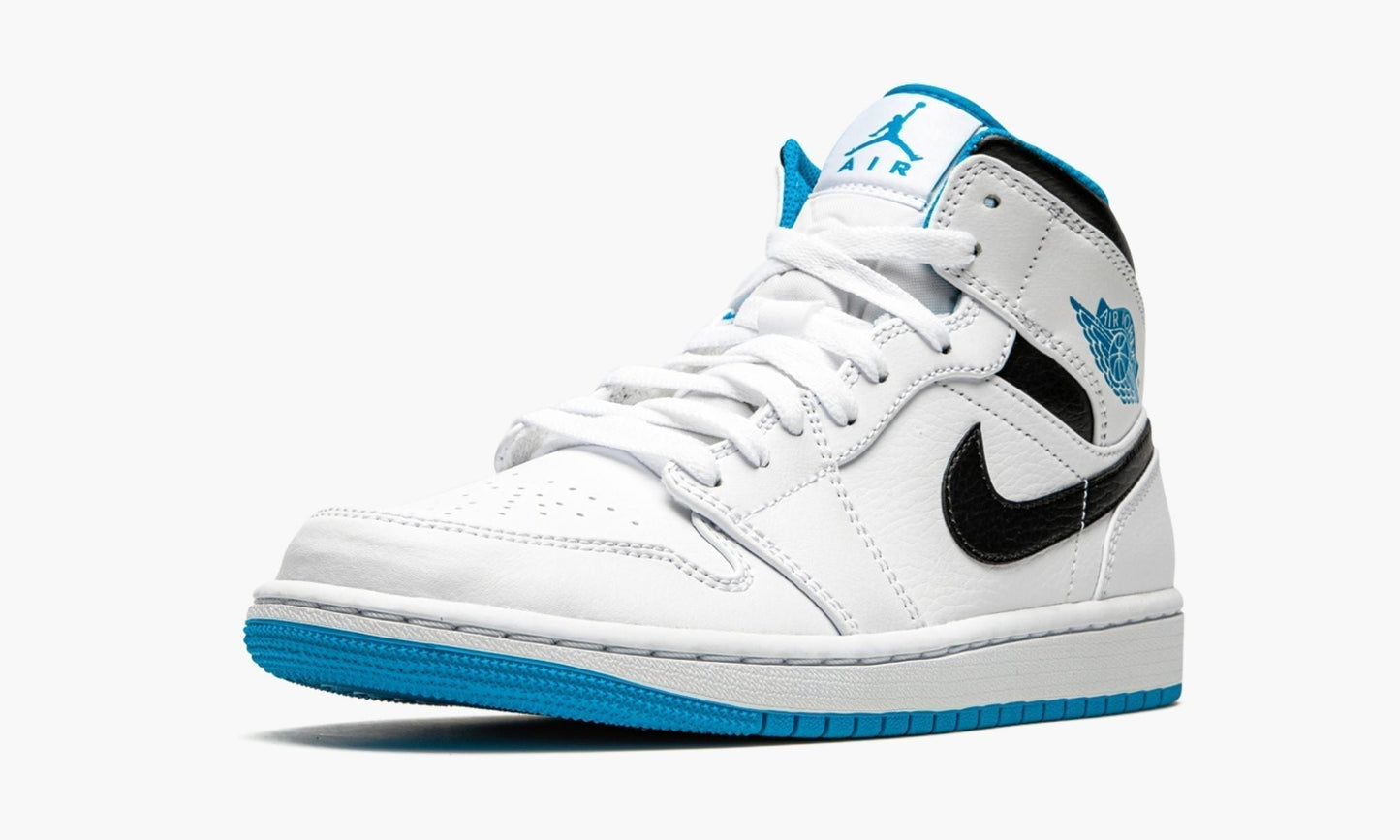 Air Jordan 1 Mid “White / Laser Blue” Sneakers - Cushioned Stride