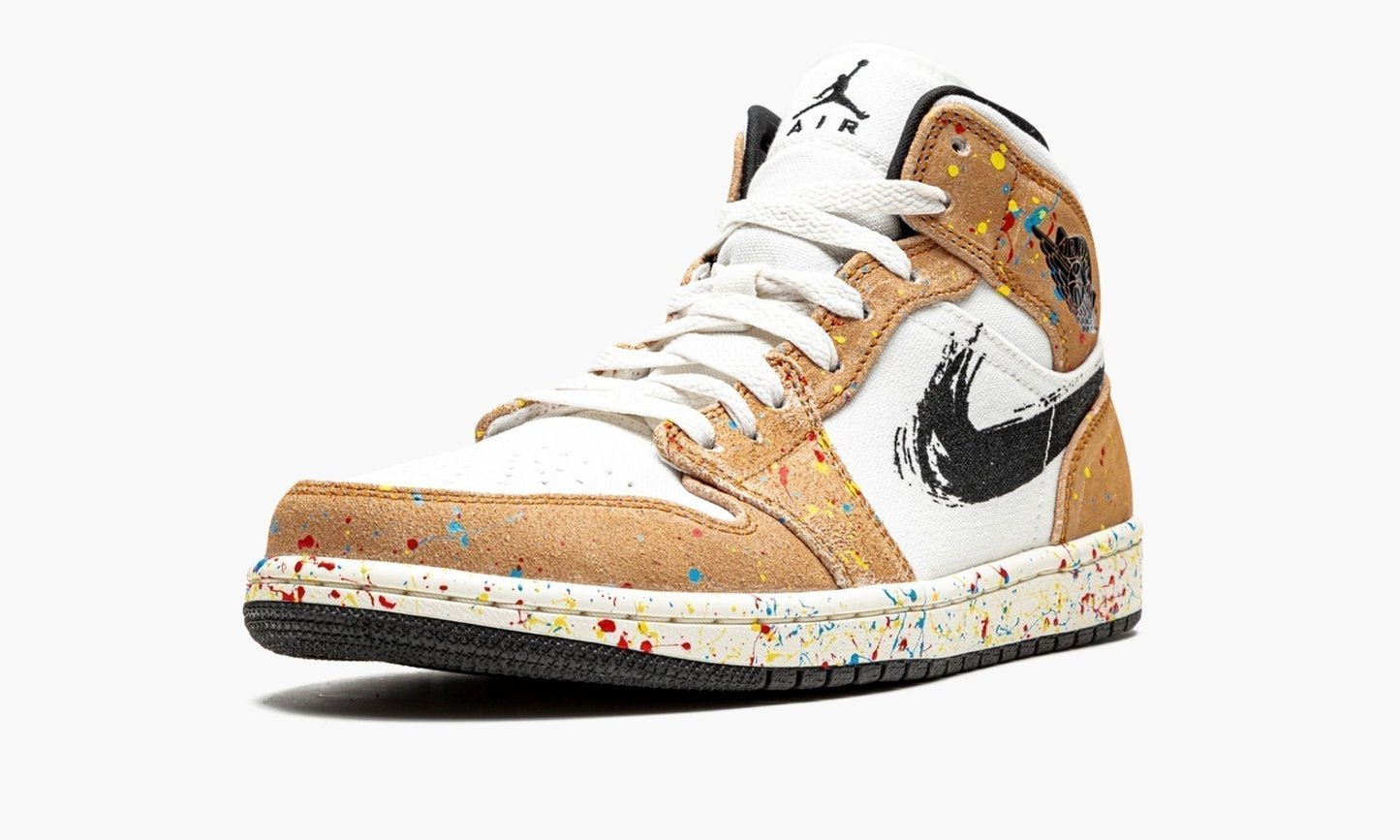 Air Jordan 1 Mid SE “Brushstroke” Sneakers - Vintage Inspired
