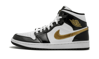 Air Jordan 1 Mid SE Black Gold Patent Leather Sneakers - Basketball Legend