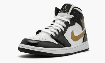 Air Jordan 1 Mid SE Black Gold Patent Leather Sneakers - Basketball Legend