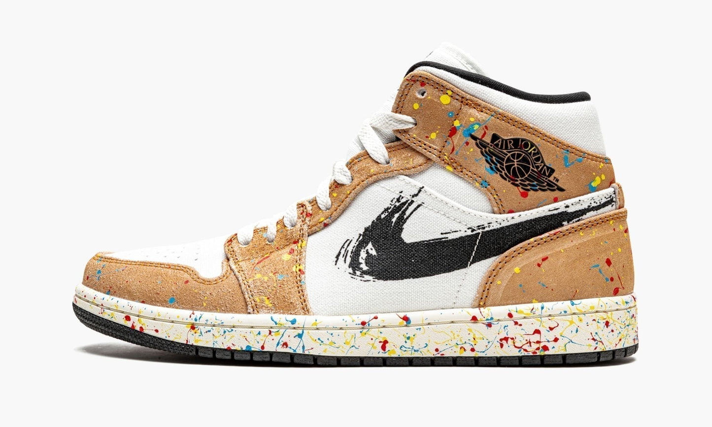 Air Jordan 1 Mid SE Brushstroke Sneakers - Hall of Fame