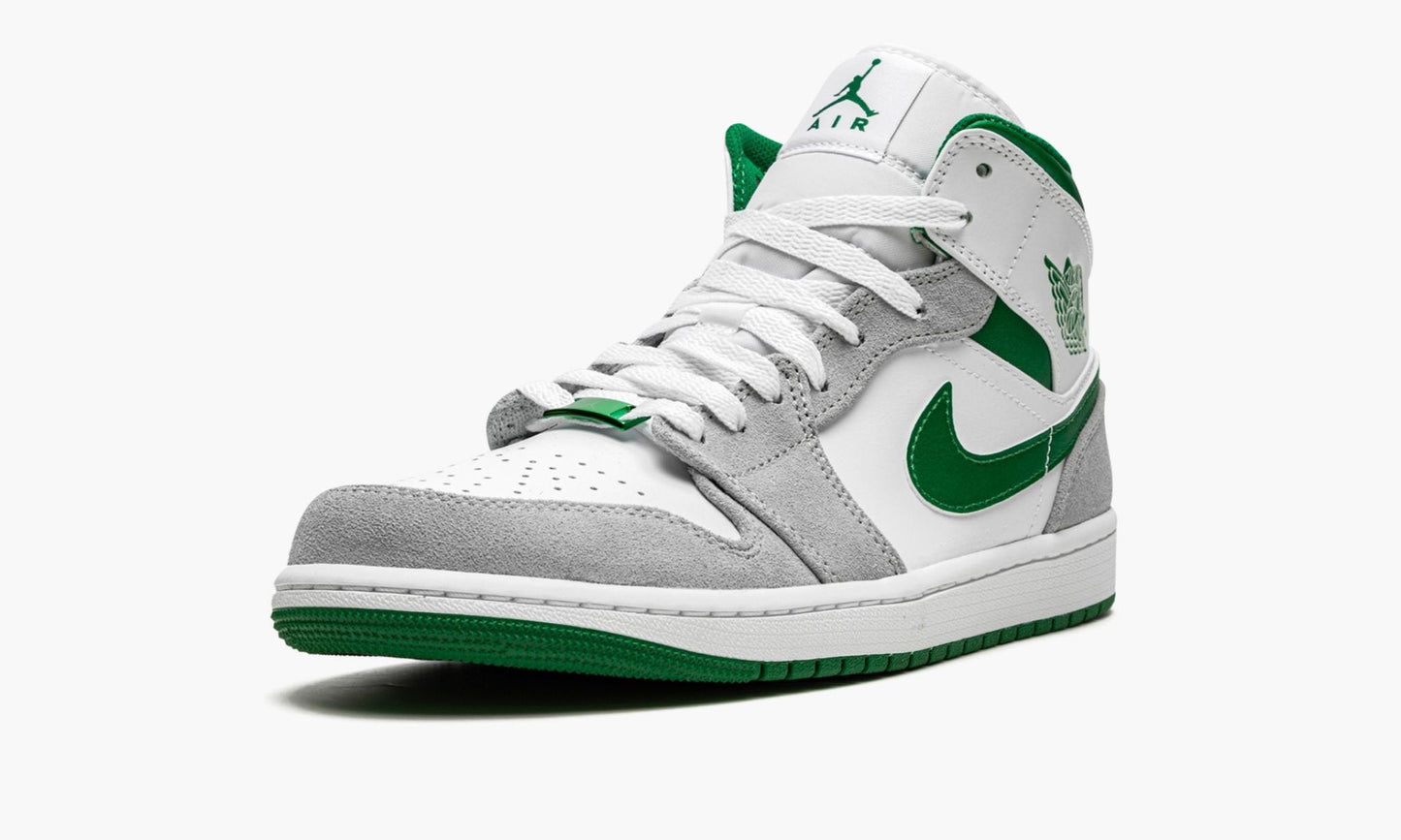 Air Jordan 1 MID SE Grey / Pine Green / White Sneakers - Hall of Fame