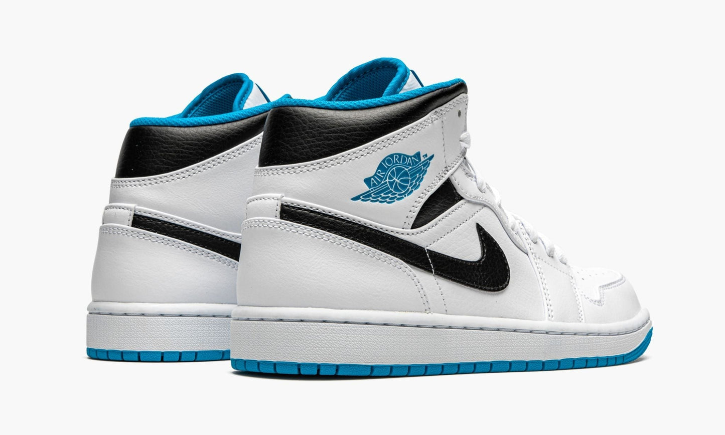 Air Jordan 1 Mid White / Laser Blue Sneakers - Signature Series