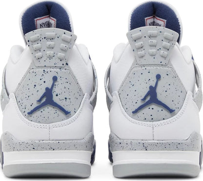 Air Jordan 4 Retro White Midnight Navy Sneakers - Hall of Fame