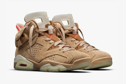 Air Jordan 6 Retro TraviScots British Khaki Sneakers - Performance Runner