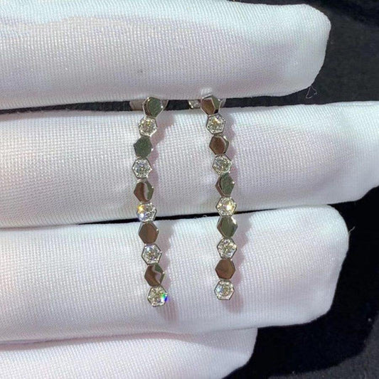 BEE LOVE SILVER DIAMOND LONG EARRINGS