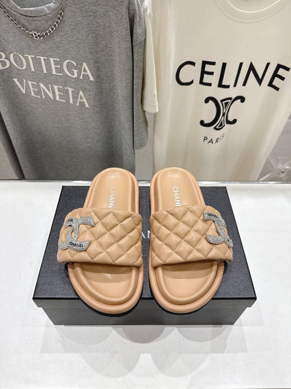 Chanel 2026 Logo Flat Sandal Sheepskin 713015