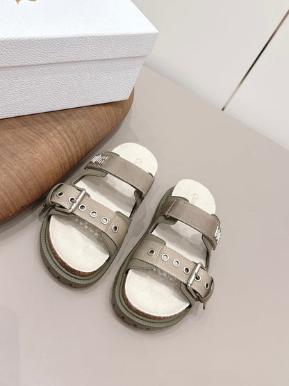 CD 26A Sandal Two Tone Canvas Cowhide Silver Buckle