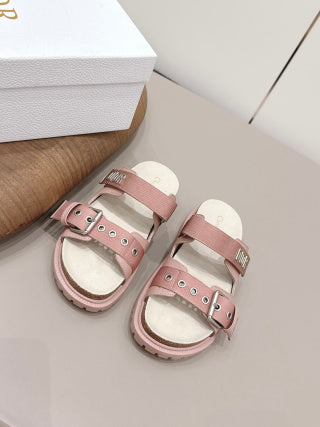 CD 26A Sandal Two Tone Canvas Cowhide Silver Buckle