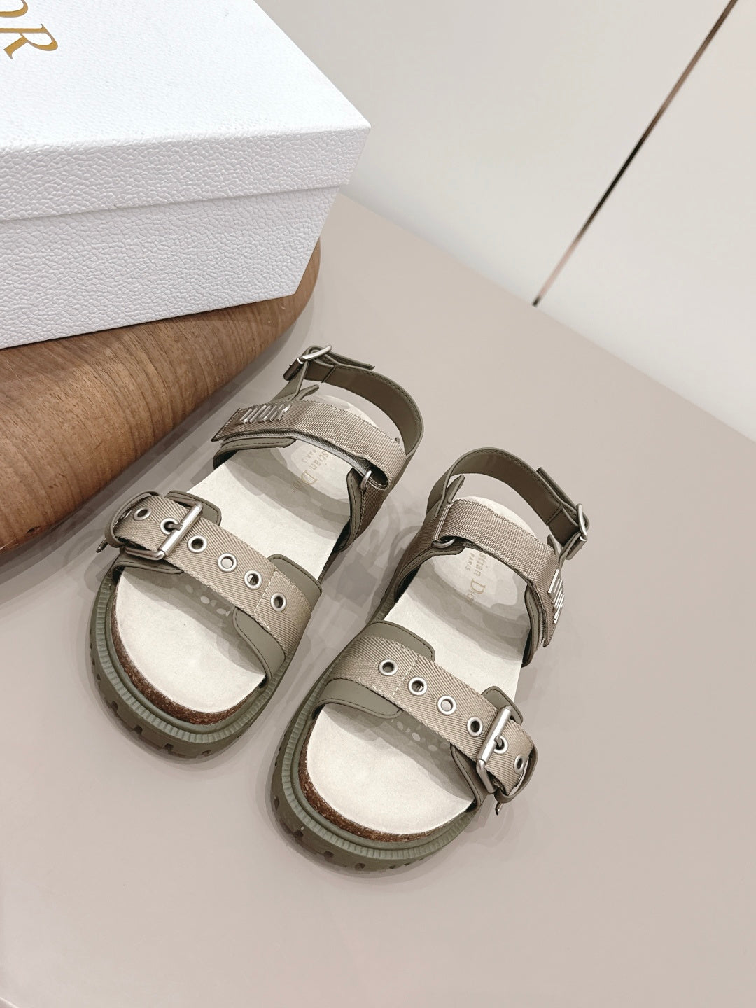 CD 26A Platform Sandal Two Tone Canvas Cowhide Silver Buckle
