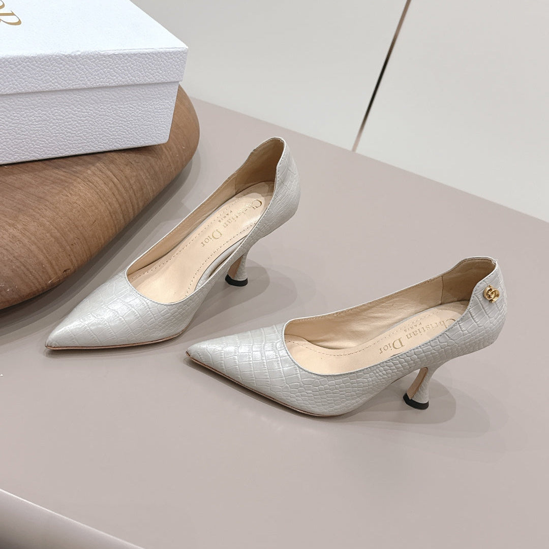 CD 26A Pump 95 Embossed Crocodile Leather