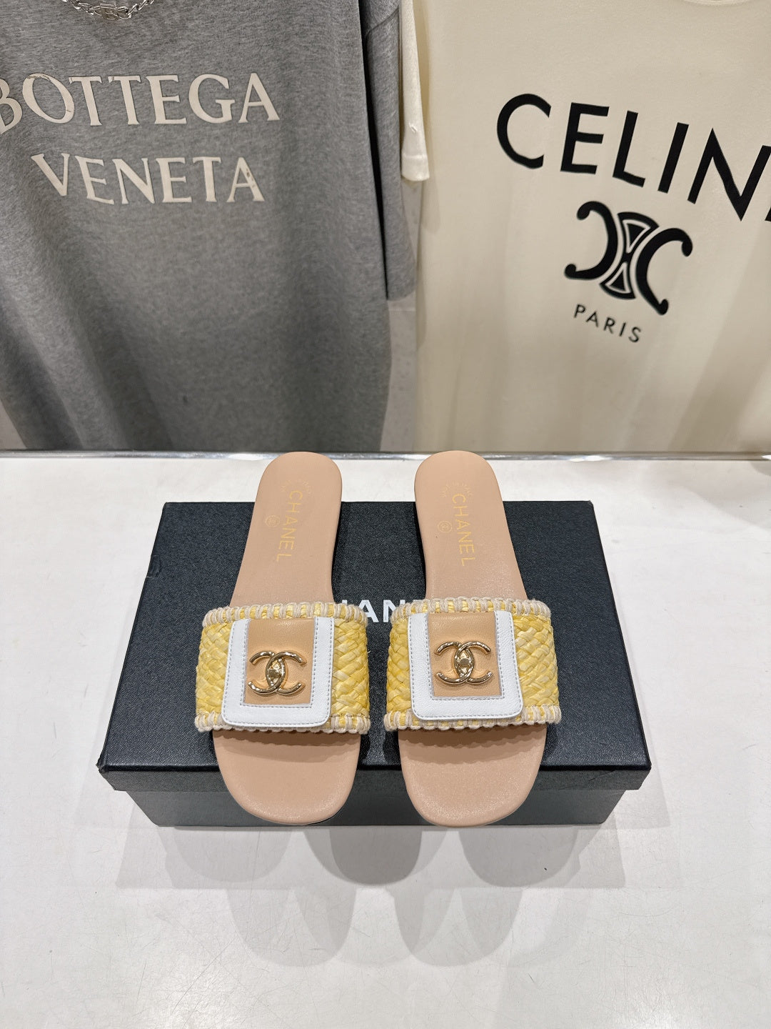 Chanel 2026 Slippers Woven Fabric Cowhide 794184