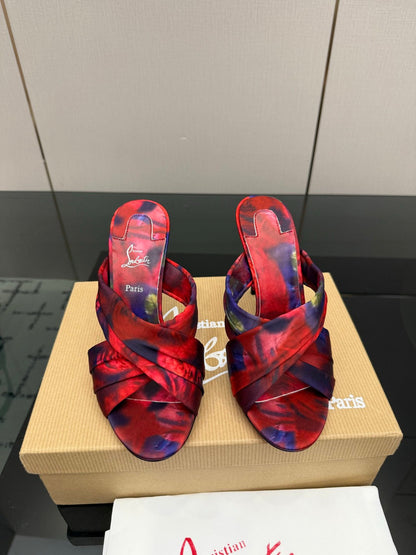 Christian Louboutin 2026 Hight Heels Sandals 100mm Silk Printed Design 791547