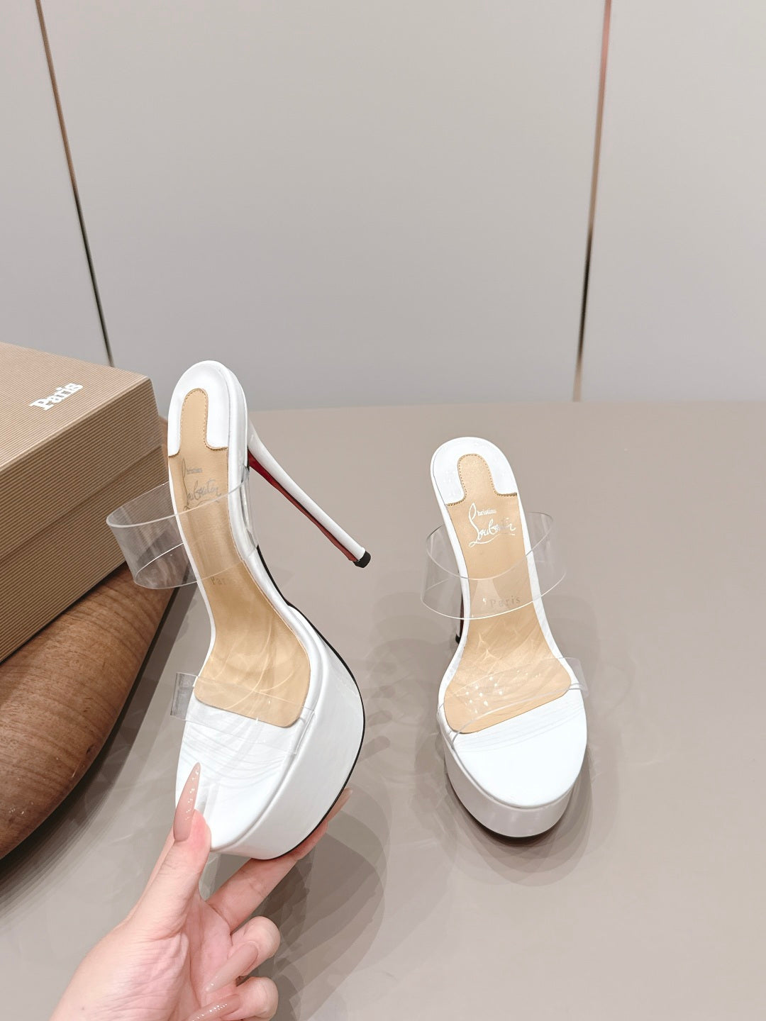 Christian Louboutin 2026 Just Nothing Alta Sandal 140mm PVC And Patent Leather 875845