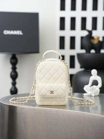 Chanel 2026 Mini Backpack 18cm Black And White leather