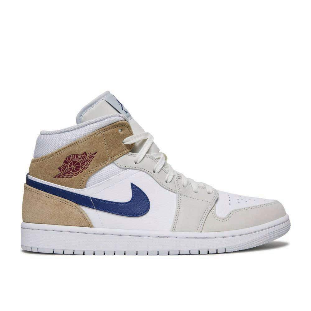 Air Jordan 1 Mid ‘White Khaki Blue Void’ Unfading Sneaker Sneakers - Vintage ...