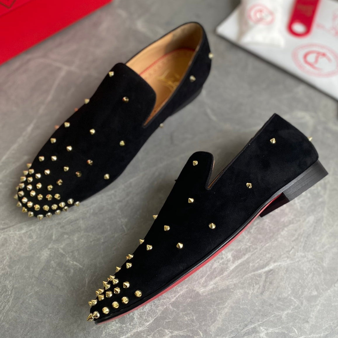 Christian Louboutin Dandelion Spike Loafer Suede Leather 863793