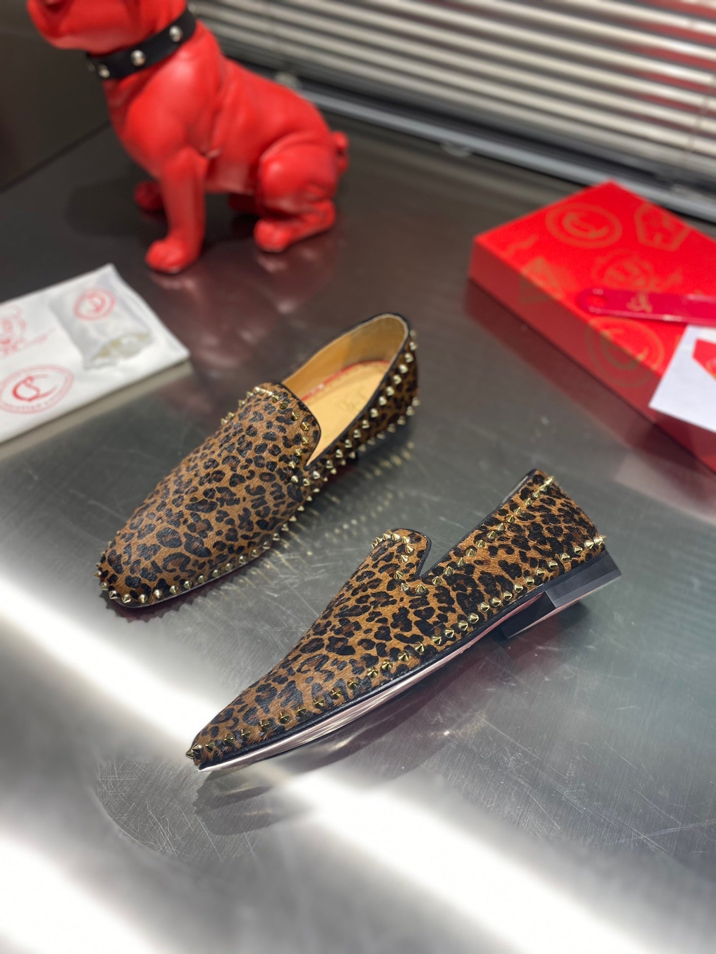 Christian Louboutin Dandelion Spike Loafer Suede Leather 863793